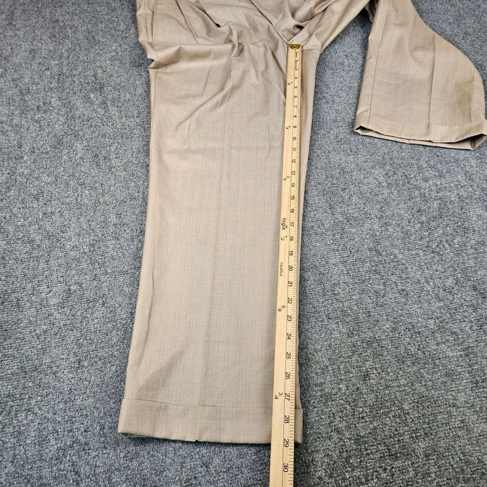 Lauren Ralph Lauren Mens Tan Pleated Cuffed Dress Pants 34x29 Pinstripe Trousers